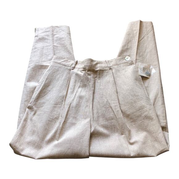 F.L. Malik Beige High Waisted Linen Rayon Tapered Pants Womens Size 12 NWT - Picture 4 of 13